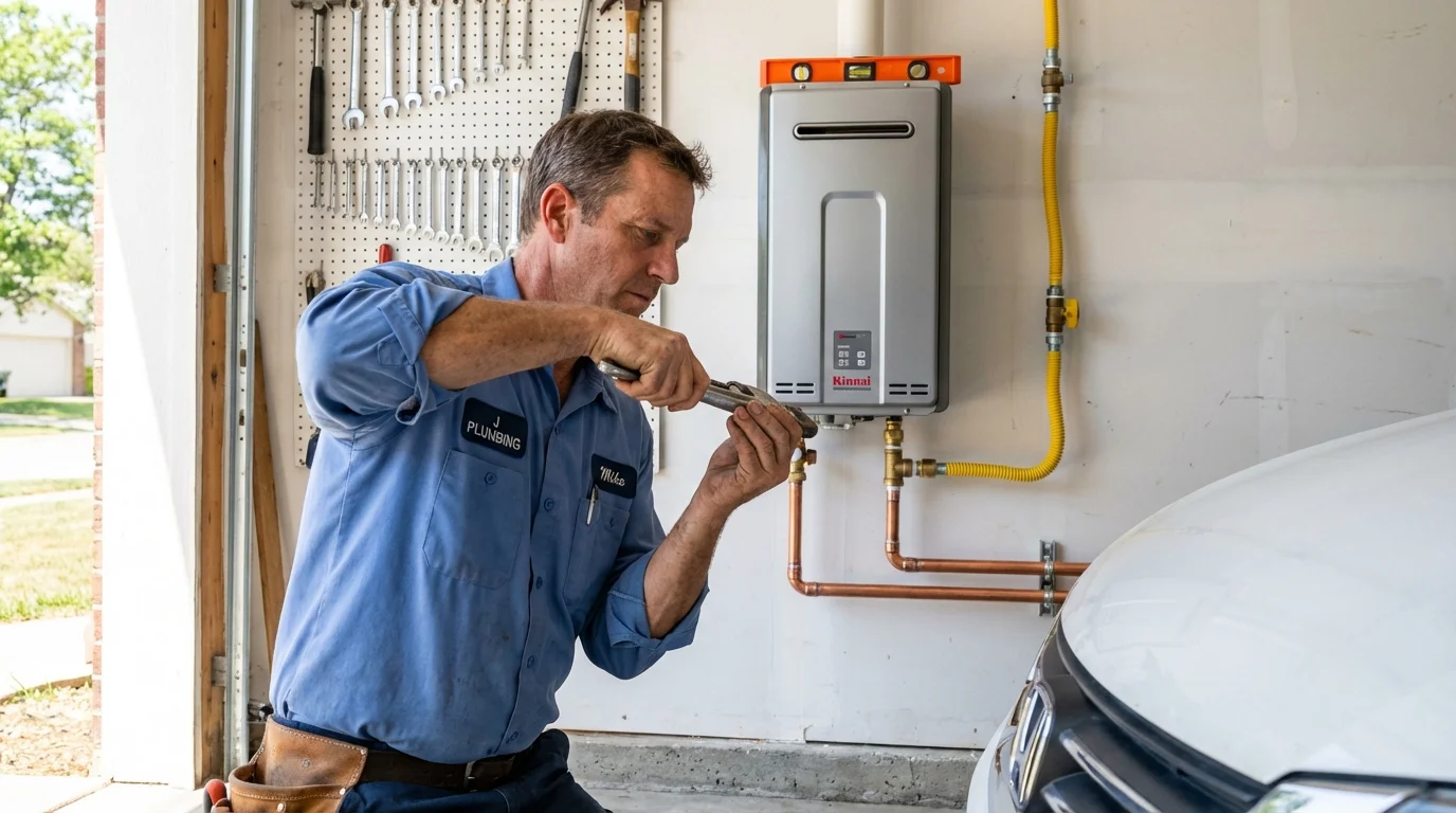 Tankless water heater installation by a Johns Plumbing LLC plumber in Channelview